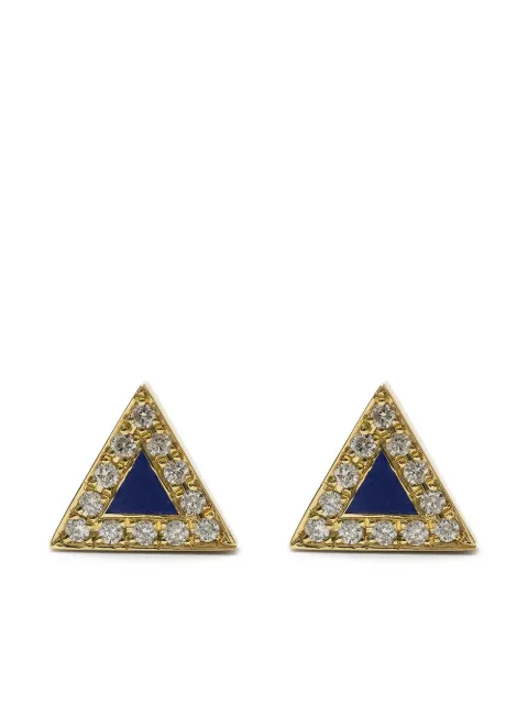 Jennifer Meyer - 18kt yellow gold mini lapis and diamond stud earrings