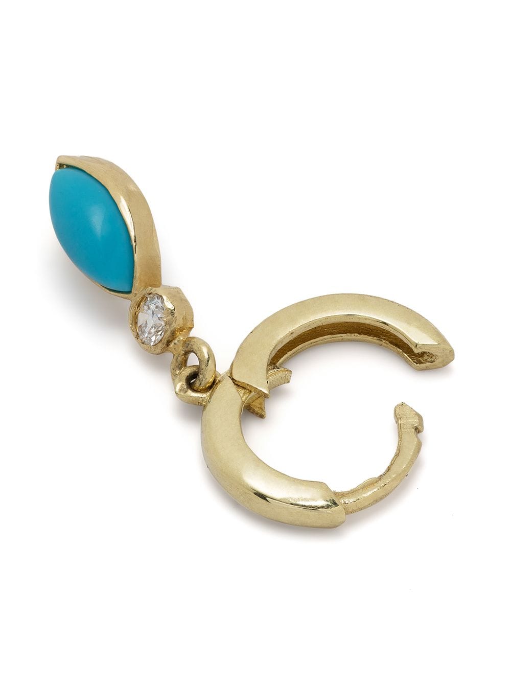 Shop Jennifer Meyer 18kt Yellow Gold Diamond And Turquoise Mini Huggies