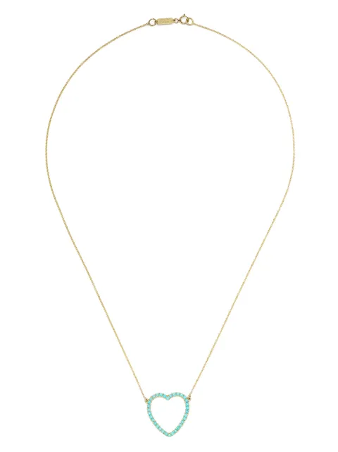 Jennifer Meyer 18kt yellow gold turquoise large open heart pendant necklace