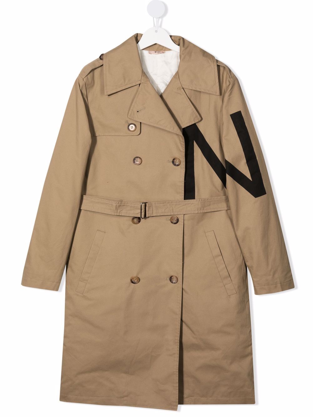 фото Nº21 kids teen logo-print belted trench coat