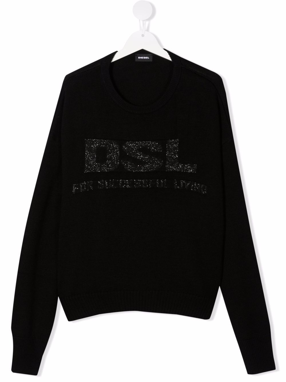 фото Diesel kids teen glitter intarsia-logo knit jumper