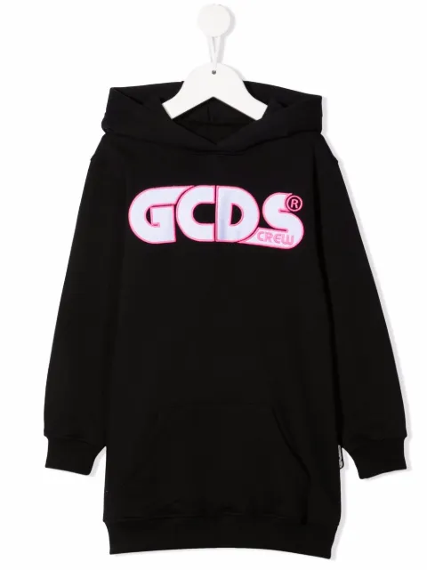 Gcds Kids logo-print cotton hoodie