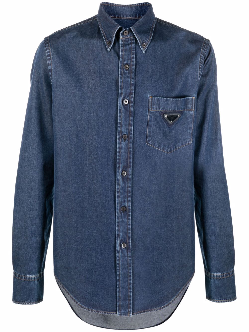 Prada Camisa Jeans Com Placa De Logo - Farfetch