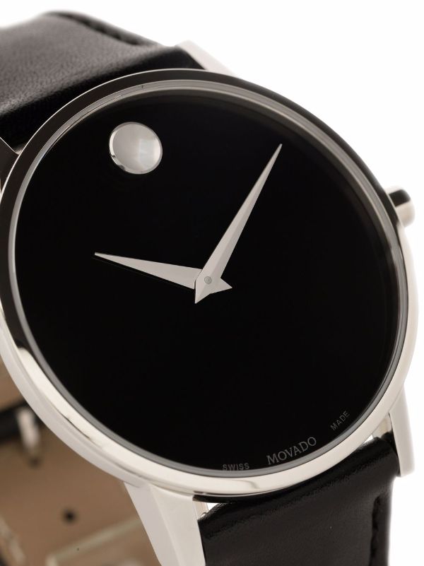 Movado men's swiss museum classic black leather strap watch 40mm hot sale