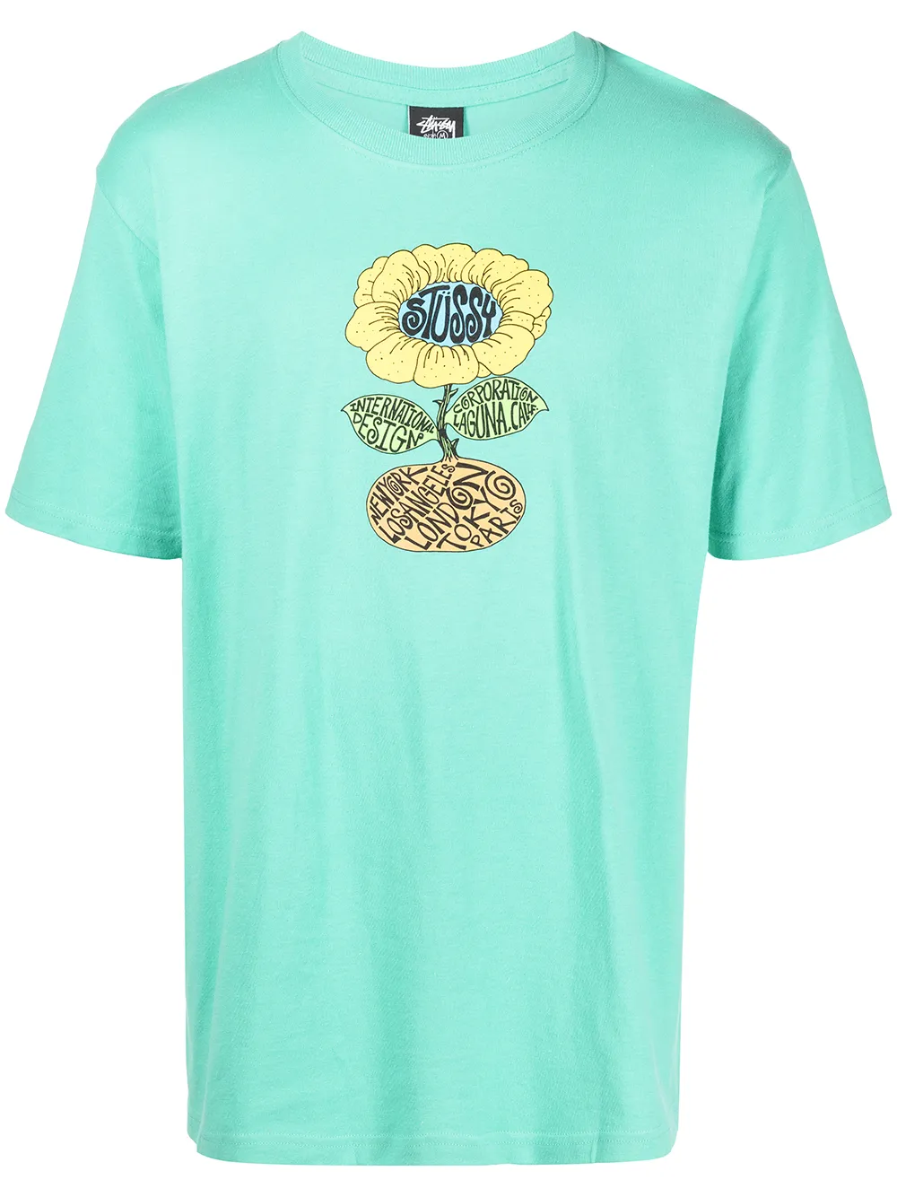 Stussy Sunflower Logo T-shirt In Green 