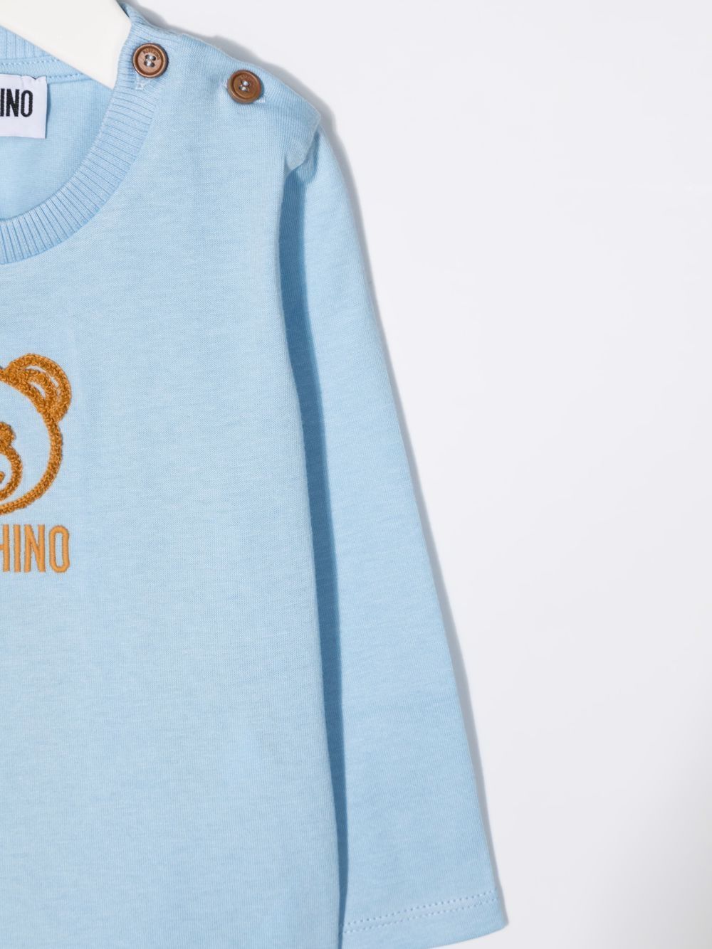 Shop Moschino Embroidered Teddy Bear T-shirt In Blue