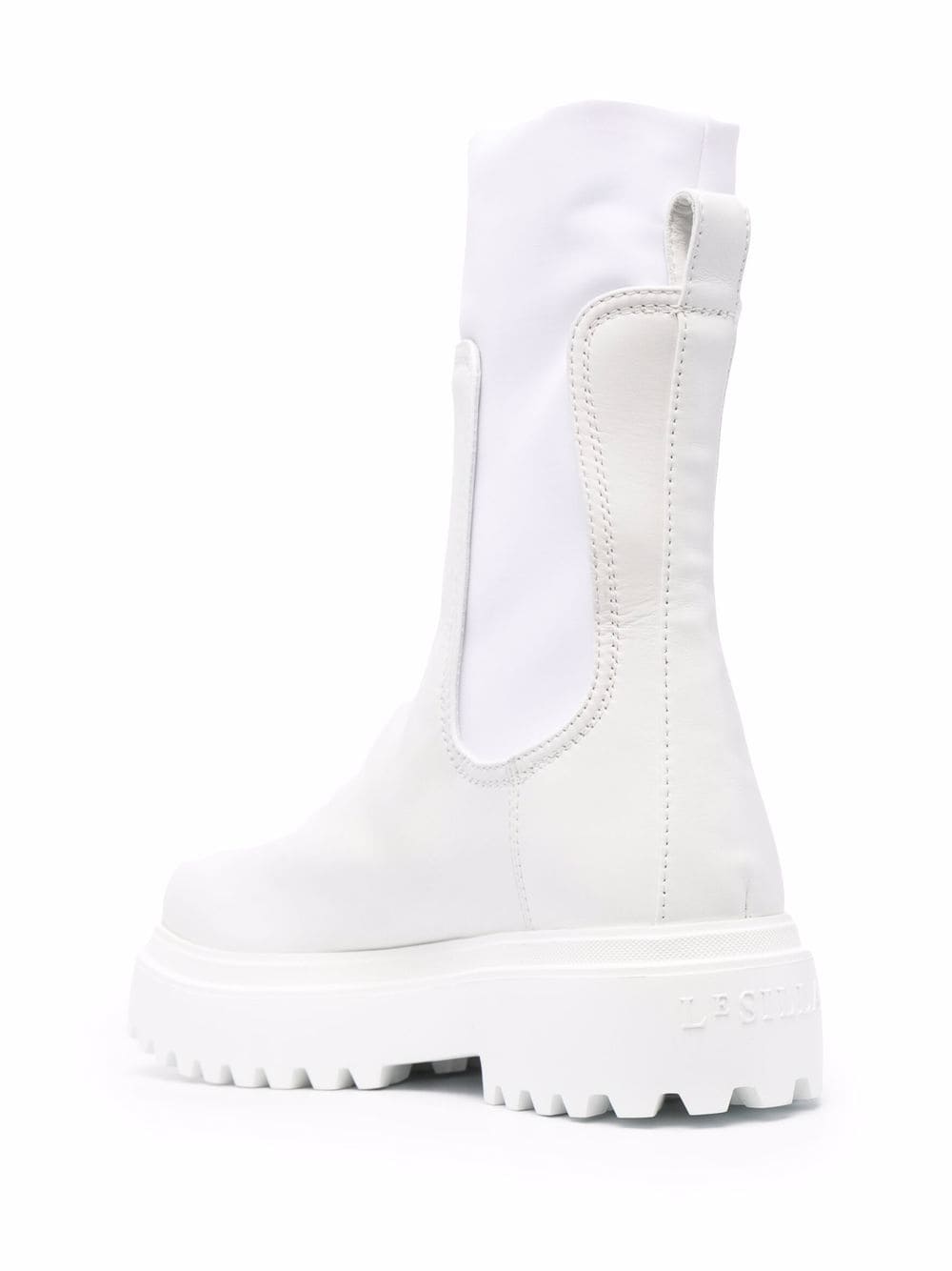 Shop Le Silla Ridged Leather Boots In White