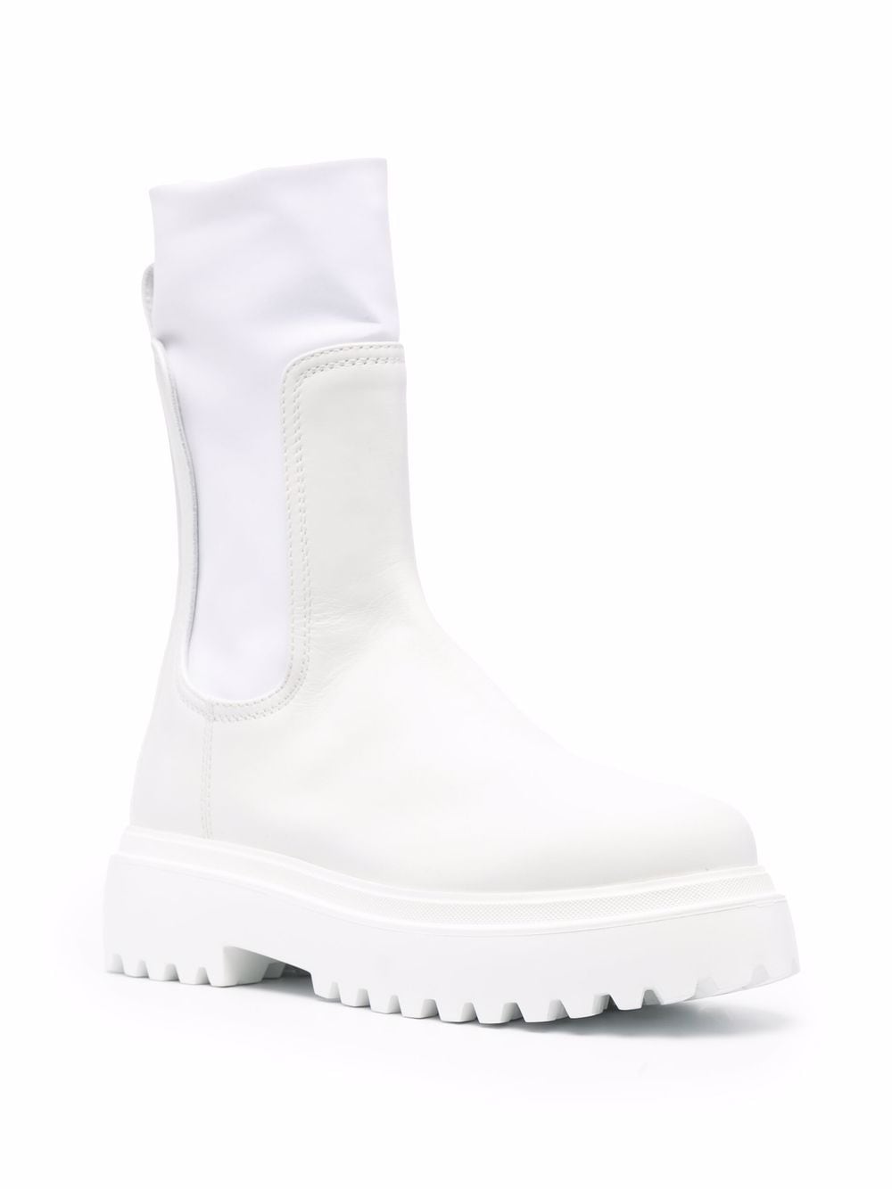 Shop Le Silla Ridged Leather Boots In White