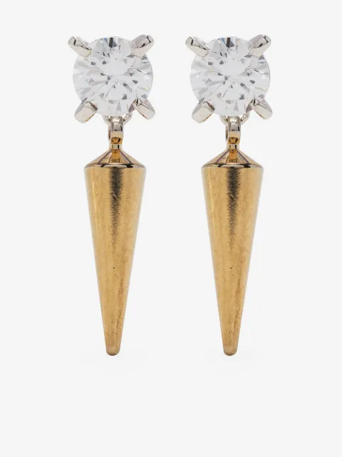 E.M. aretes con detalle de púa y cristal