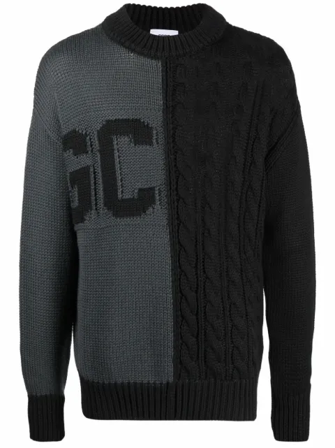 GCDS logo-printed cable-knit jumper