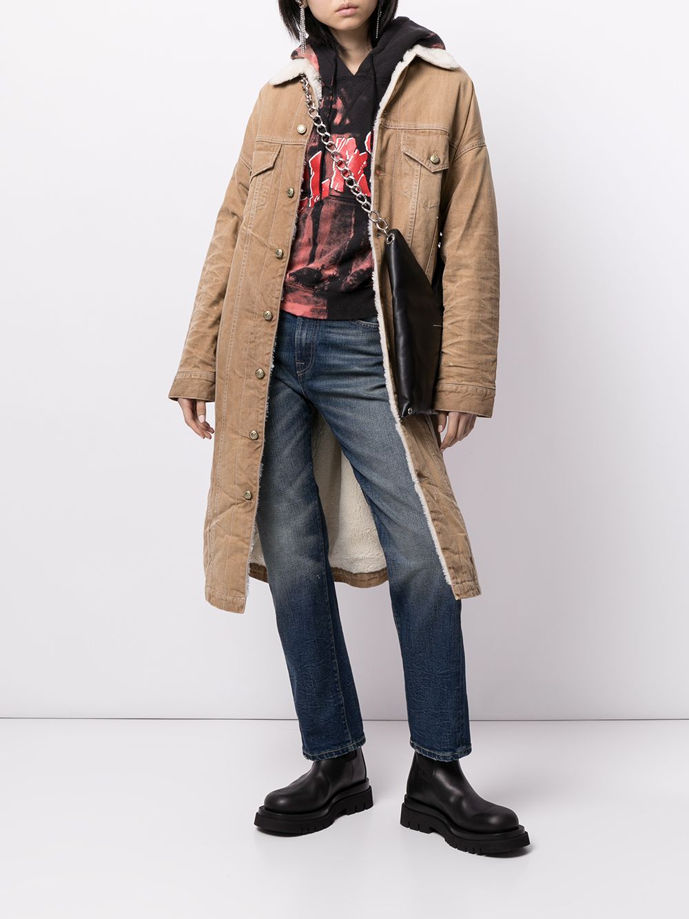 Shop R13 faux-shearling buttoned-up coat with Express Delivery - FARFETCH