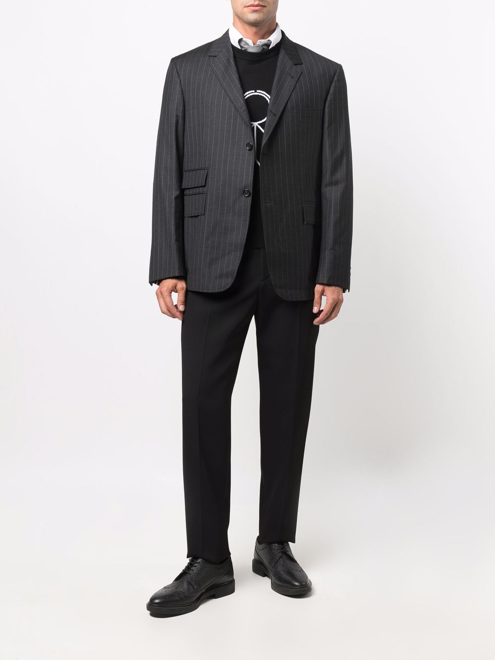 Thom Browne Gestreepte blazer - Grijs