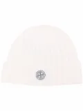Stone Island logo patch beanie - White