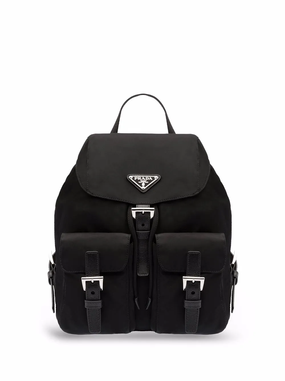 Shop Prada Logo-plaque Backpack In Schwarz