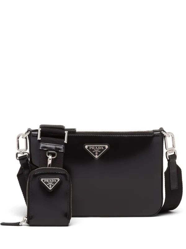 Prada Logo-Plaque Shoulder Bag - Black for Men