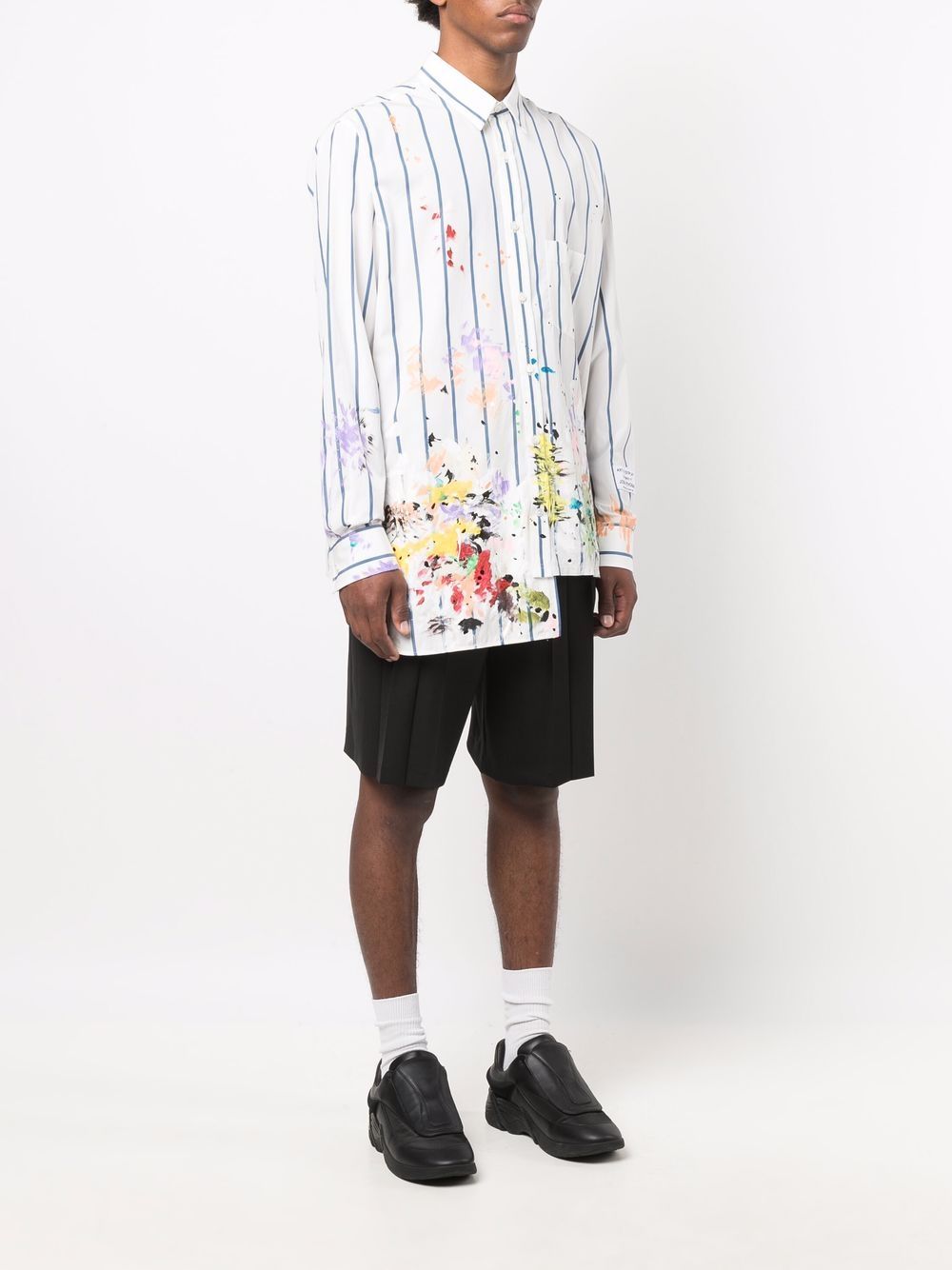 Lanvin paint-splatter Striped Shirt - Farfetch