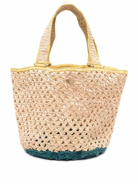 Gas Bijoux Cabas raffia-woven tote bag
