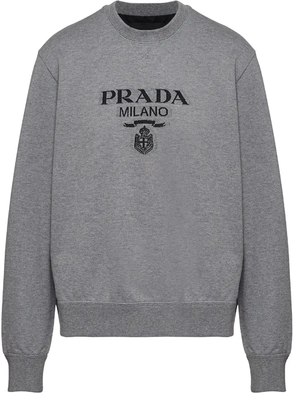 Shop Prada logo-print jersey sweatshirt with Express Delivery - FARFETCH