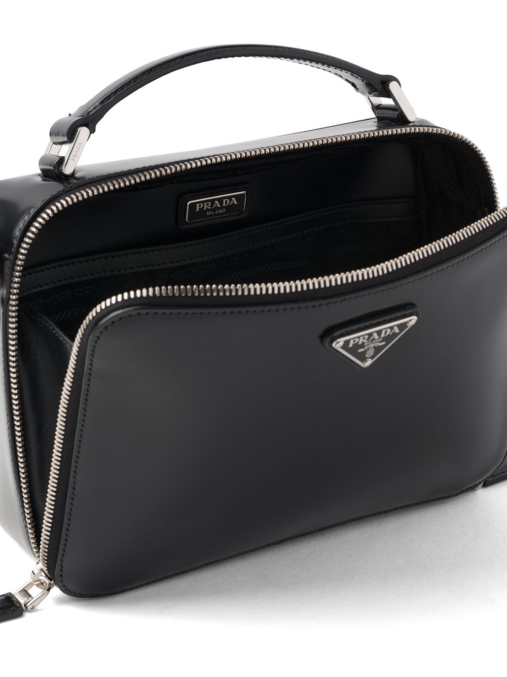 Black Medium Prada Brique Saffiano Leather Bag