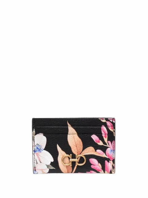 Salvatore Ferragamo Porta-cartões Gancini floral