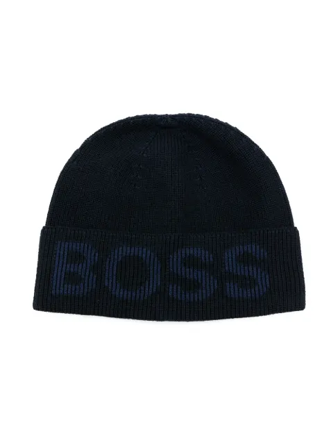 BOSS logo-print Knit Beanie - Farfetch