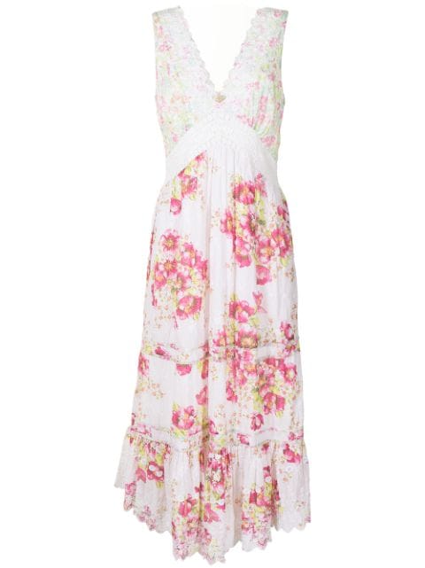 LoveShackFancy floral-print cotton midi-dress