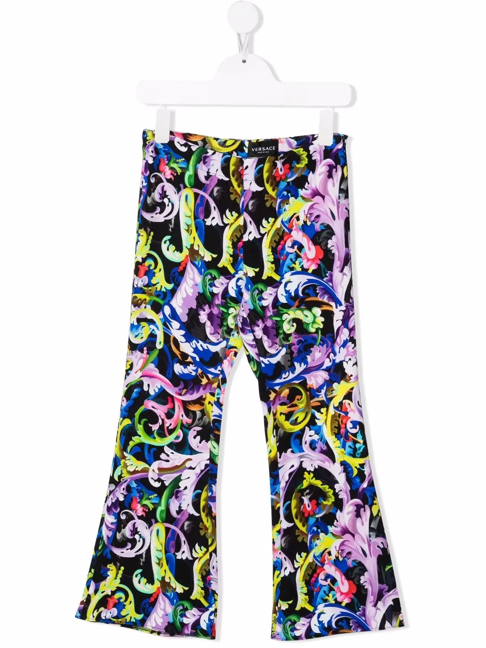 фото Versace kids расклешенные брюки с узором baroque