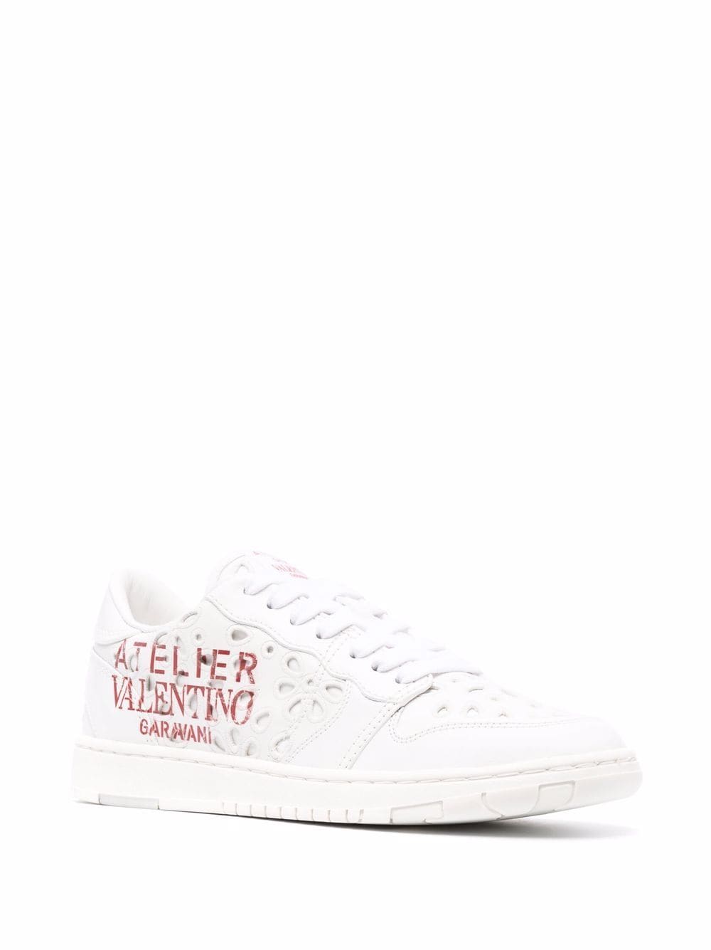 Shop Valentino Atelier Low-top Sneakers In 0bo Bianco Rosso