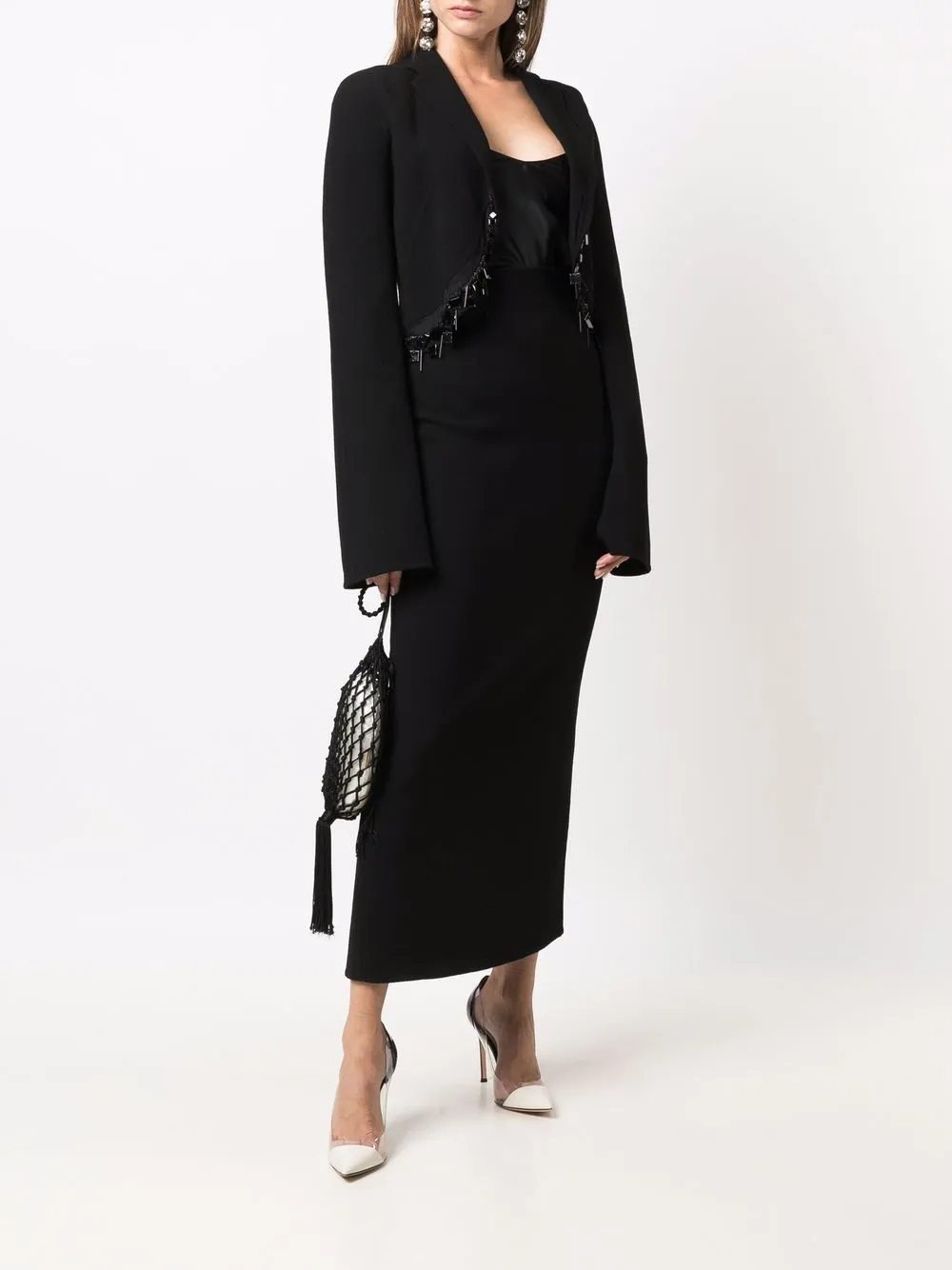 Image 2 of Gianfranco Ferré Pre-Owned 1990s bead-trimmed skirt suit