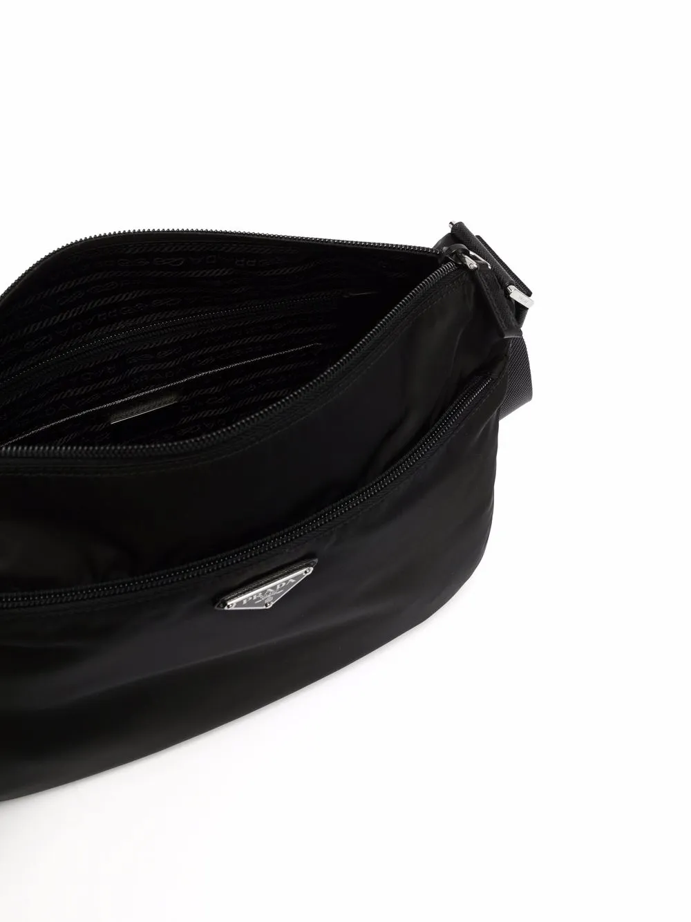 Prada Nylon schoudertas met logoplakkaat Zwart