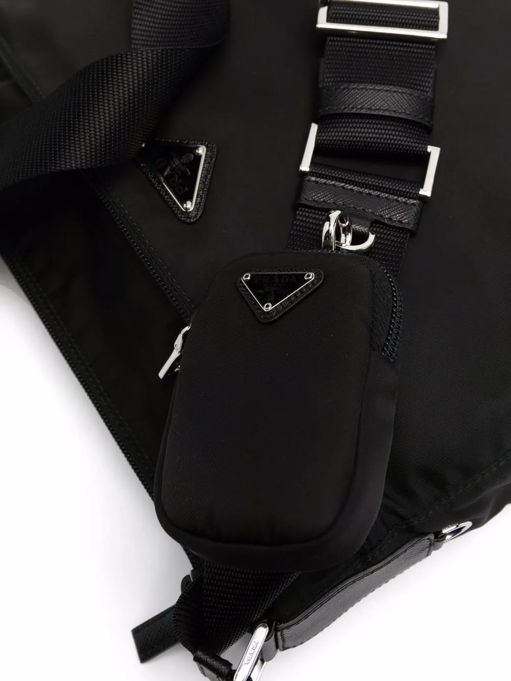 Prada Nylon schoudertas met logoplakkaat Zwart