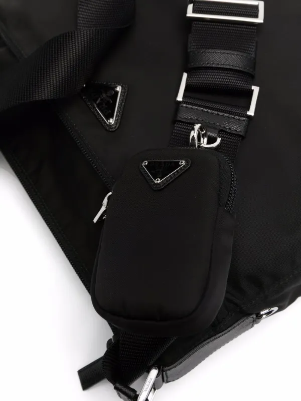 ショルダーバッグ・ポシェット PRADA Triangle logo shoulder bag Black  1BD375VOTOASK Prada Black Leather Triangle Logo Crossbody Bag | Yoogi's Closet