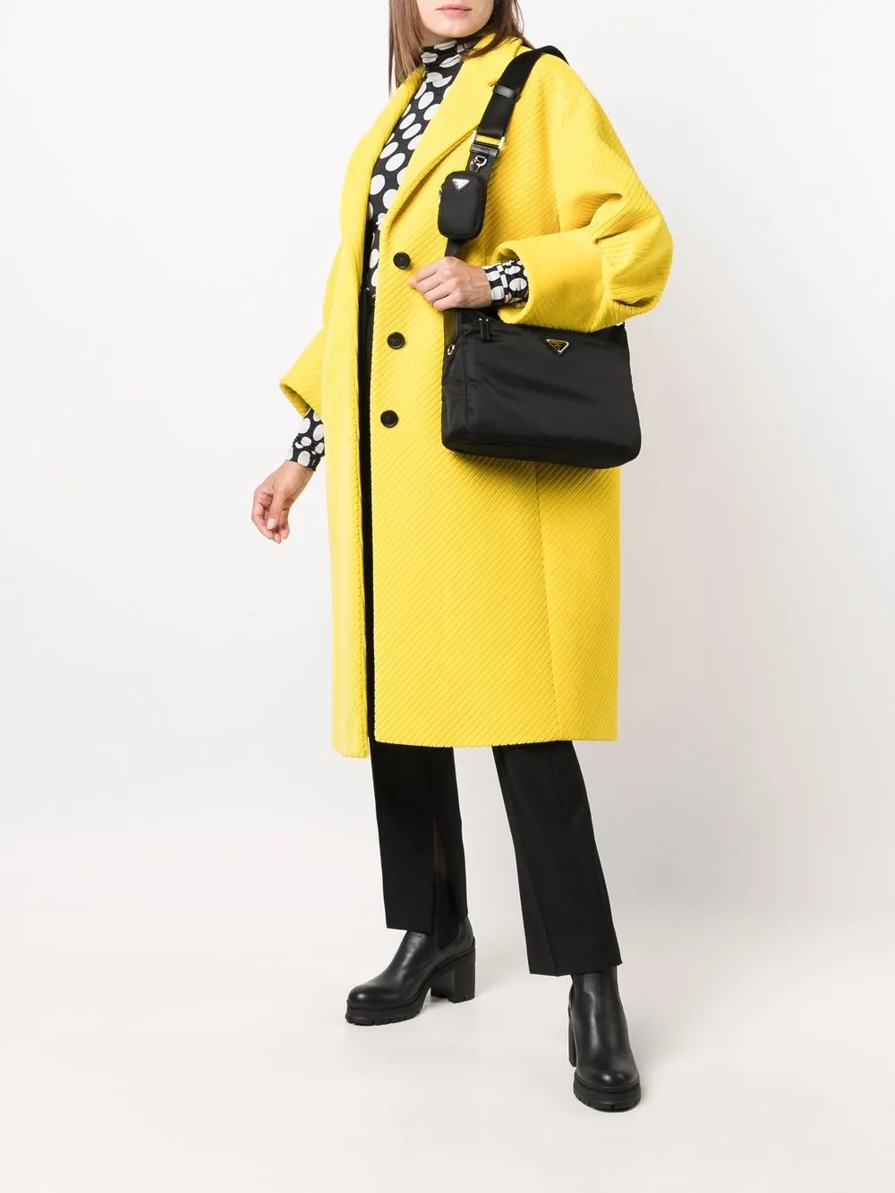 Prada Nylon schoudertas met logoplakkaat Zwart
