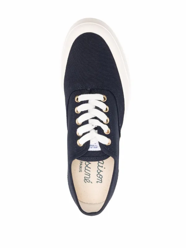Maison Kitsune low top Canvas Sneakers Blue FARFETCH CA