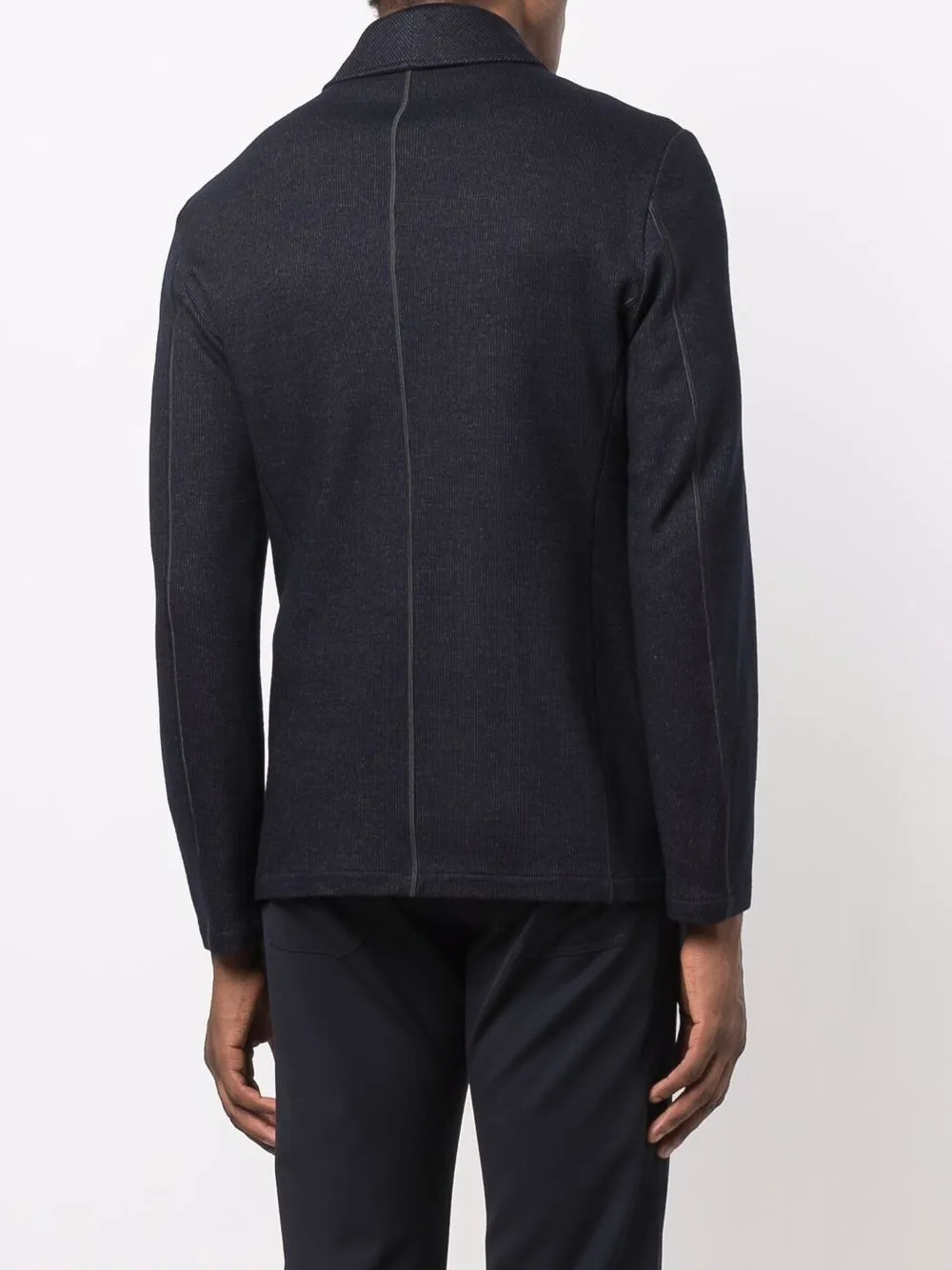 Giorgio Armani Contrast-trim Single-breasted Blazer In Blau