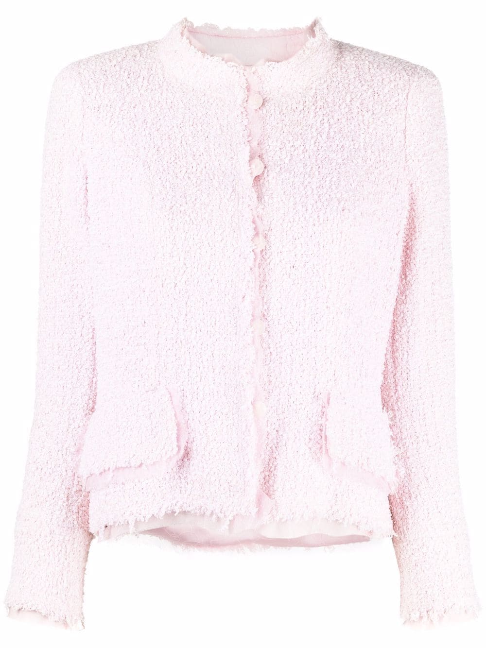 Pre-owned Chanel 2004 Woven Collarless Jacket In Pink