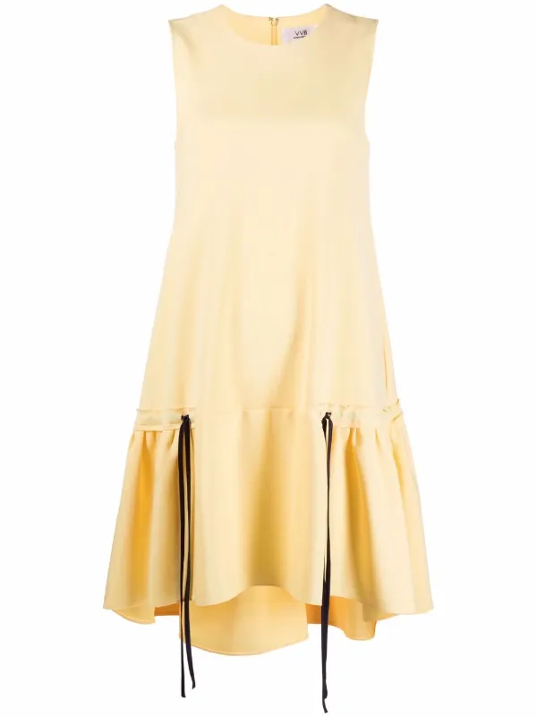 Victoria Beckham Ruffle-hem Poplin Dress - Yellow