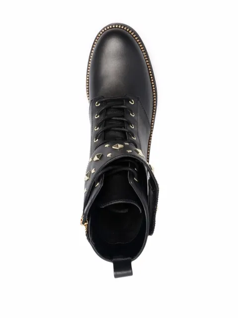 michael kors haskell combat boots leopard