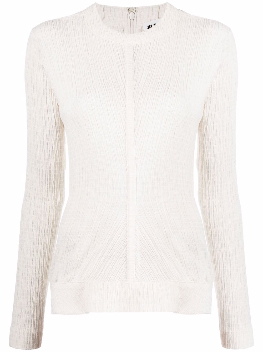 

Jil Sander top tejido de canalé con cuello redondo - Blanco