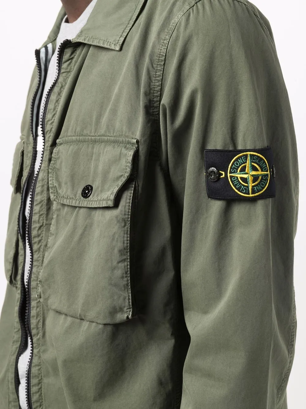 фото Stone island куртка-рубашка с нашивкой-логотипом