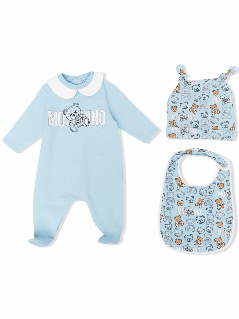 Moschino Kids conjunto de mameluco con motivo Teddy Bear - Azul