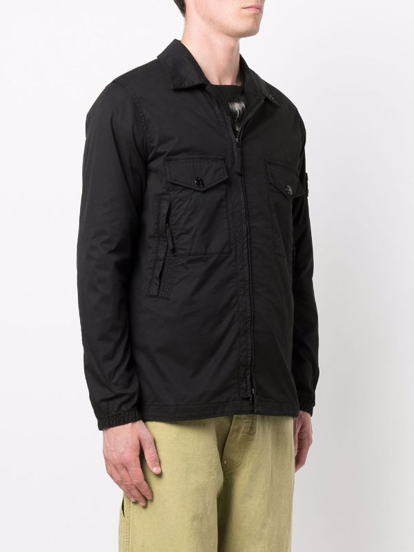 stone island logo patch shirt jacket