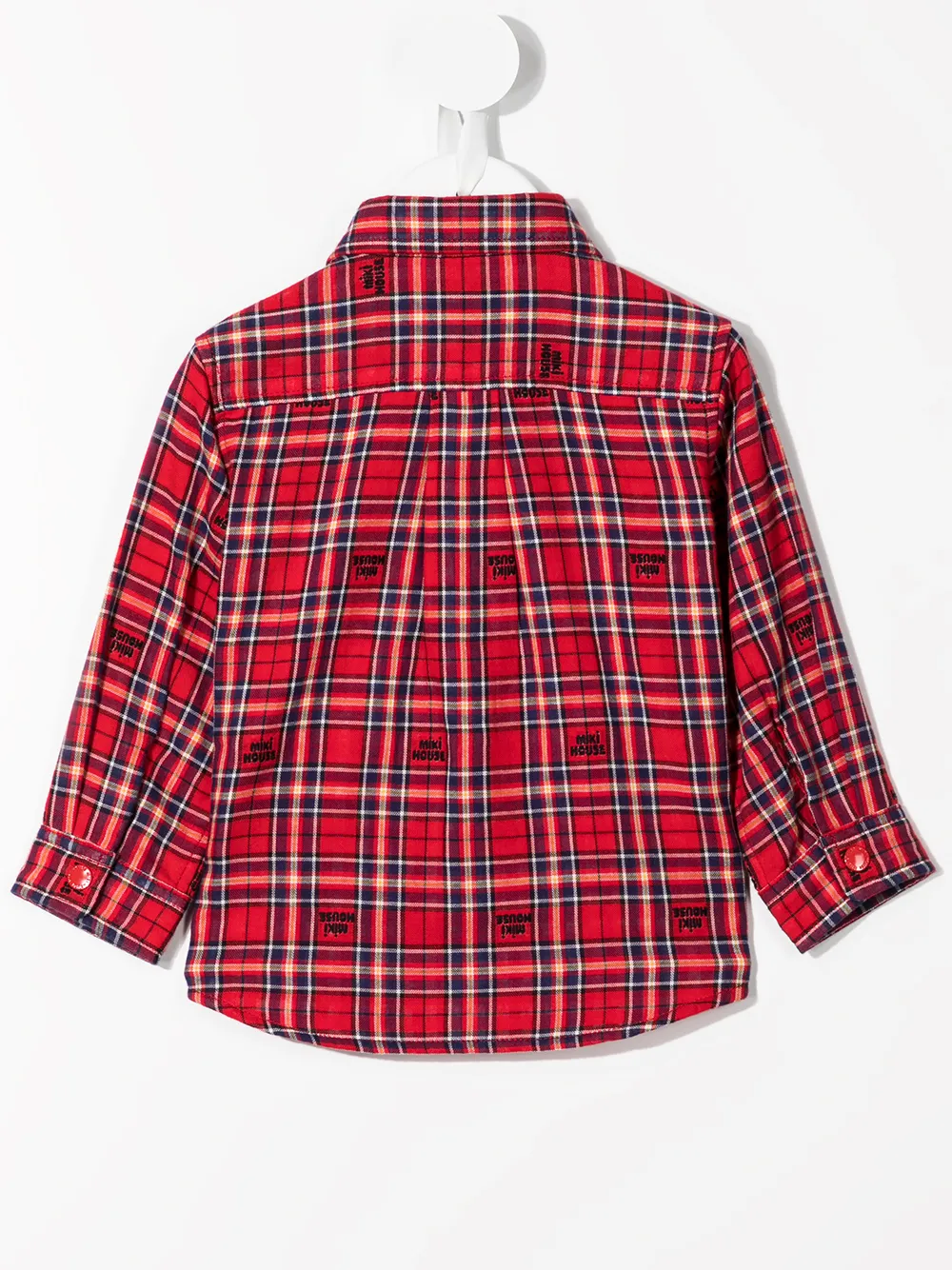 Shop Miki House Checked Long-sleeve Shirt In Red