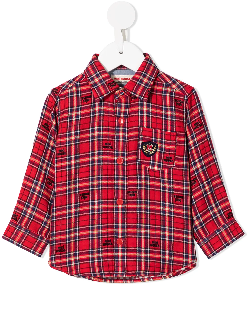 

Miki House checked long-sleeve shirt - Red