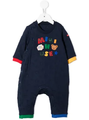 Farfetch Abbigliamento Completi Body e tutine Set salopette con ricamo Teddy Blu 