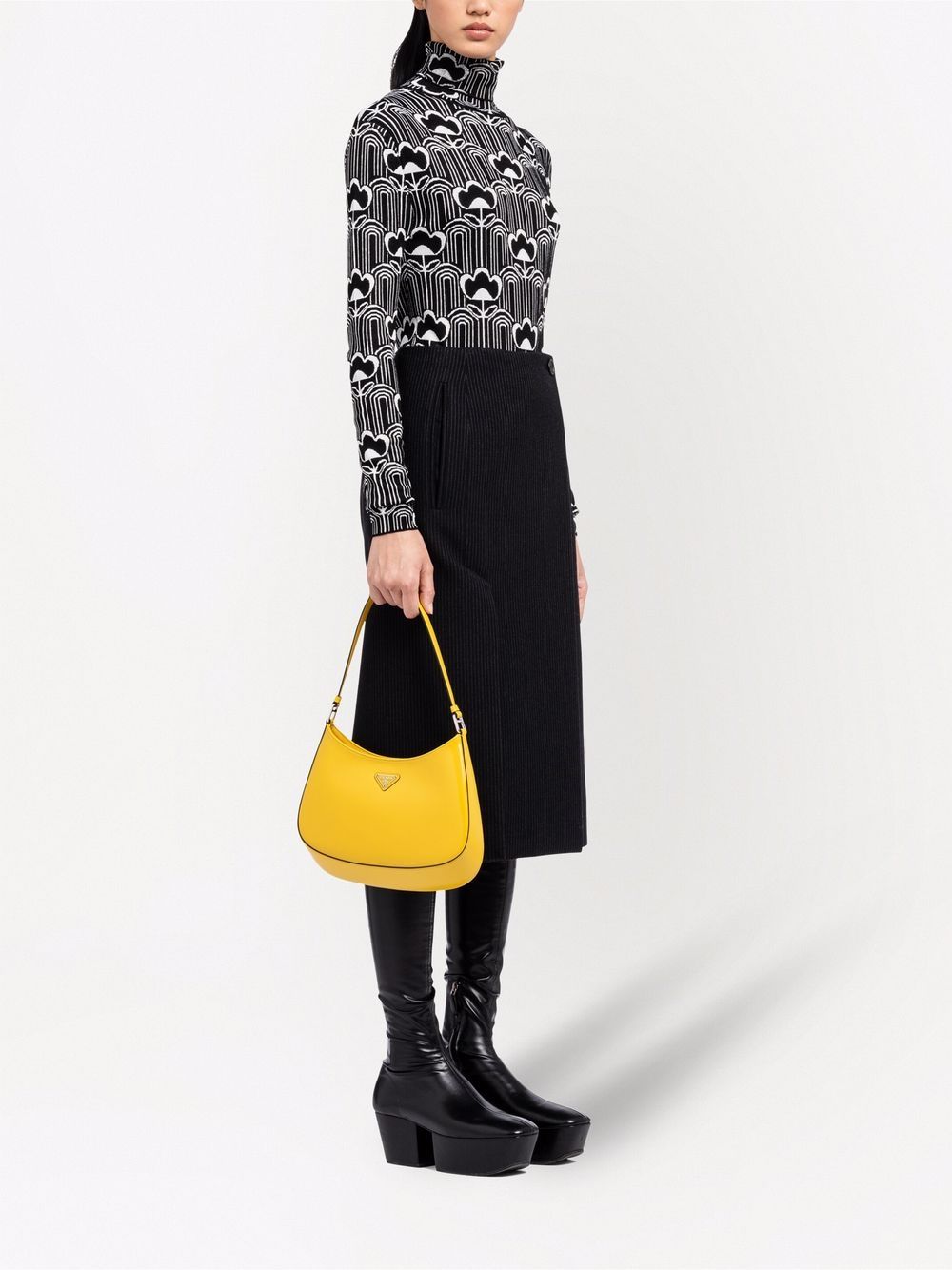 Shop Prada Cleo Brushed Leather Shoulder Bag In Gelb