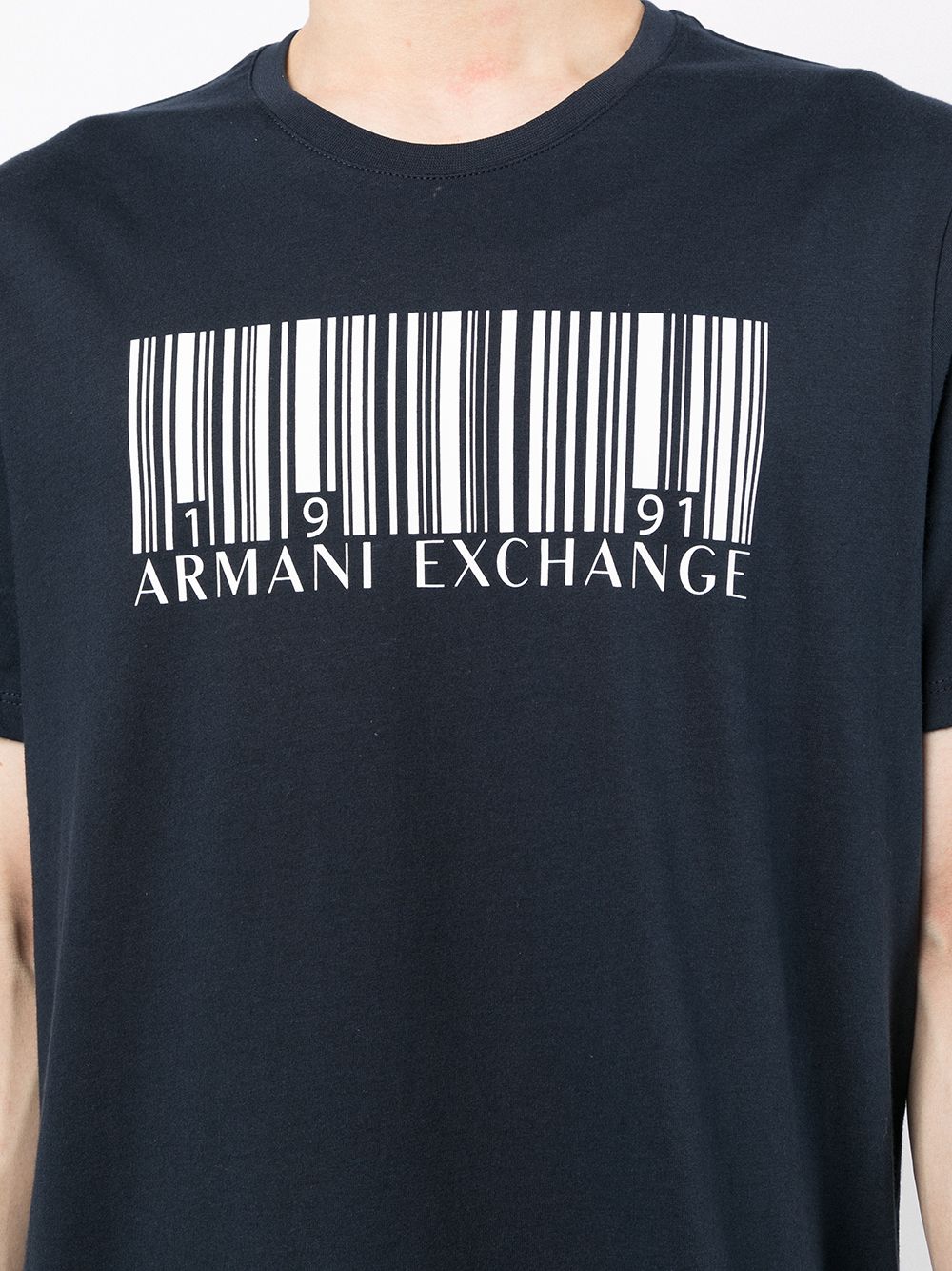 Armani Exchange blue & white logo crew-neck T-shirt for men | 6KZTALZJV5Z  at 