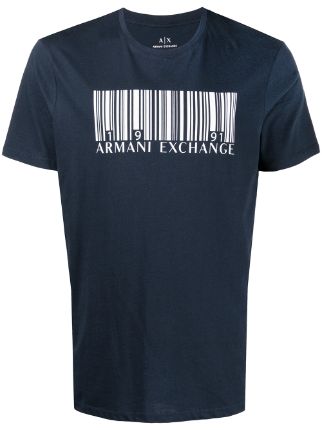 Armani Exchange blue & white logo crew-neck T-shirt for men | 6KZTALZJV5Z  at 