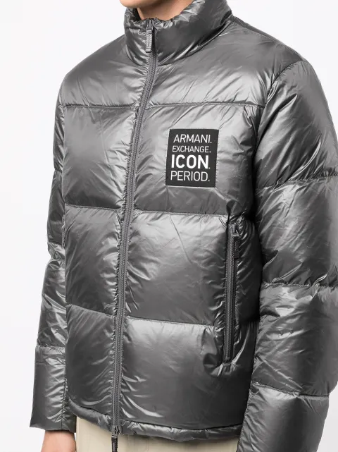 Shop Armani Exchange logo-patch zip-up 