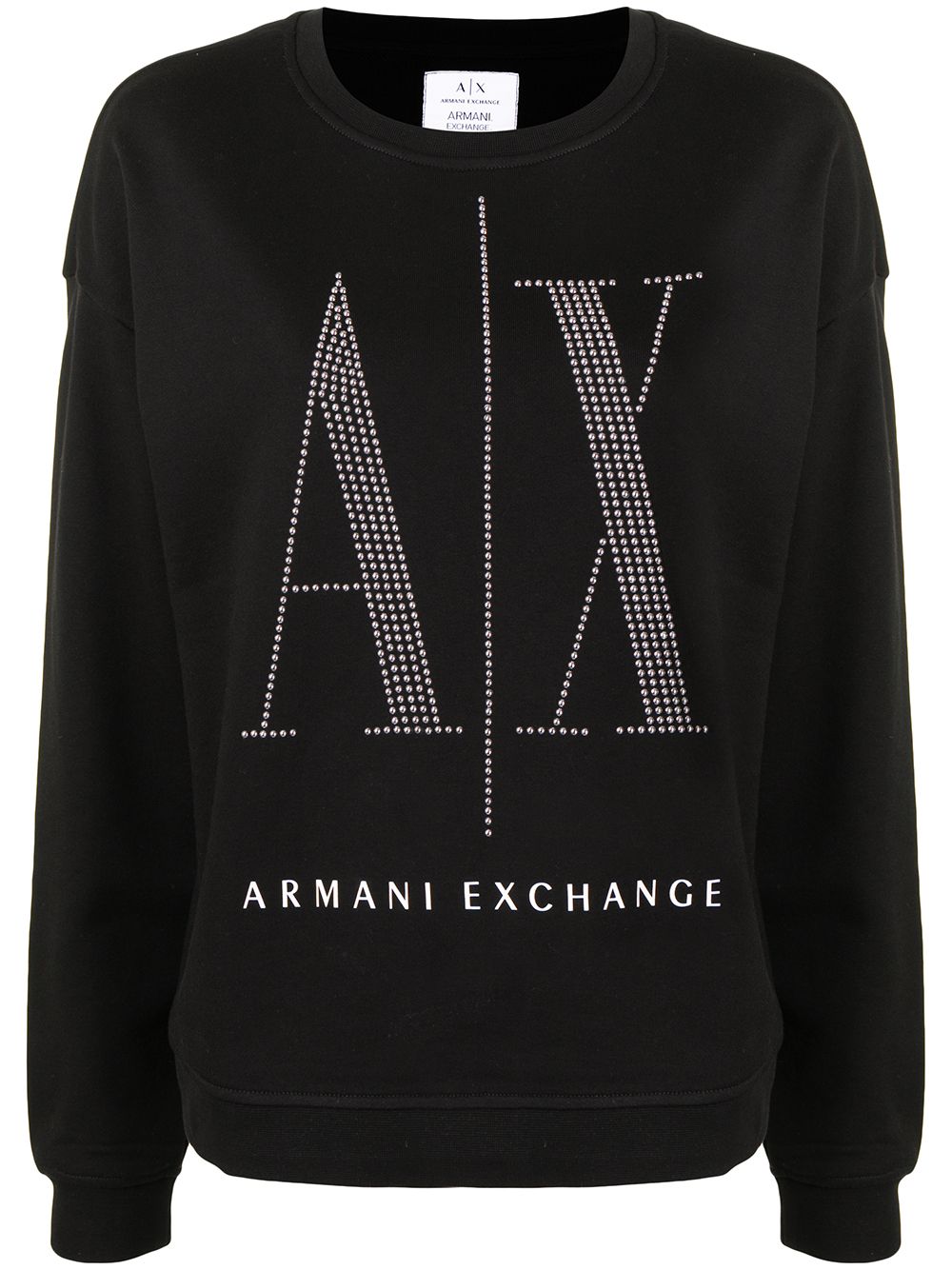 Armani Exchange Studded-logo Sweatshirt In Black